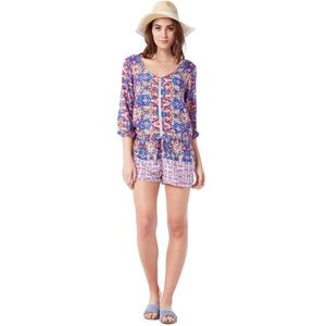 Michael Stars Mosaic Print Drawstring Romper NWT Shorts Jumper